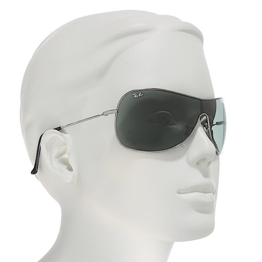 Ray-Ban 125mm Pilot Shield Oversized Sunglasses Gunmetal Gray Unisex - Picture 7 of 10